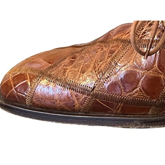 David Eden Brown Alligator Crocodile Handmade Leather Mens Size 10 Shoes main image 10